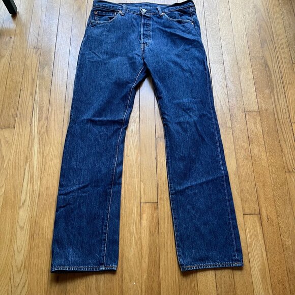 Vintage Levi's Mens W34 L34 Blue 501 Original Fit Button Fly Denim Jeans - Picture 7 of 16